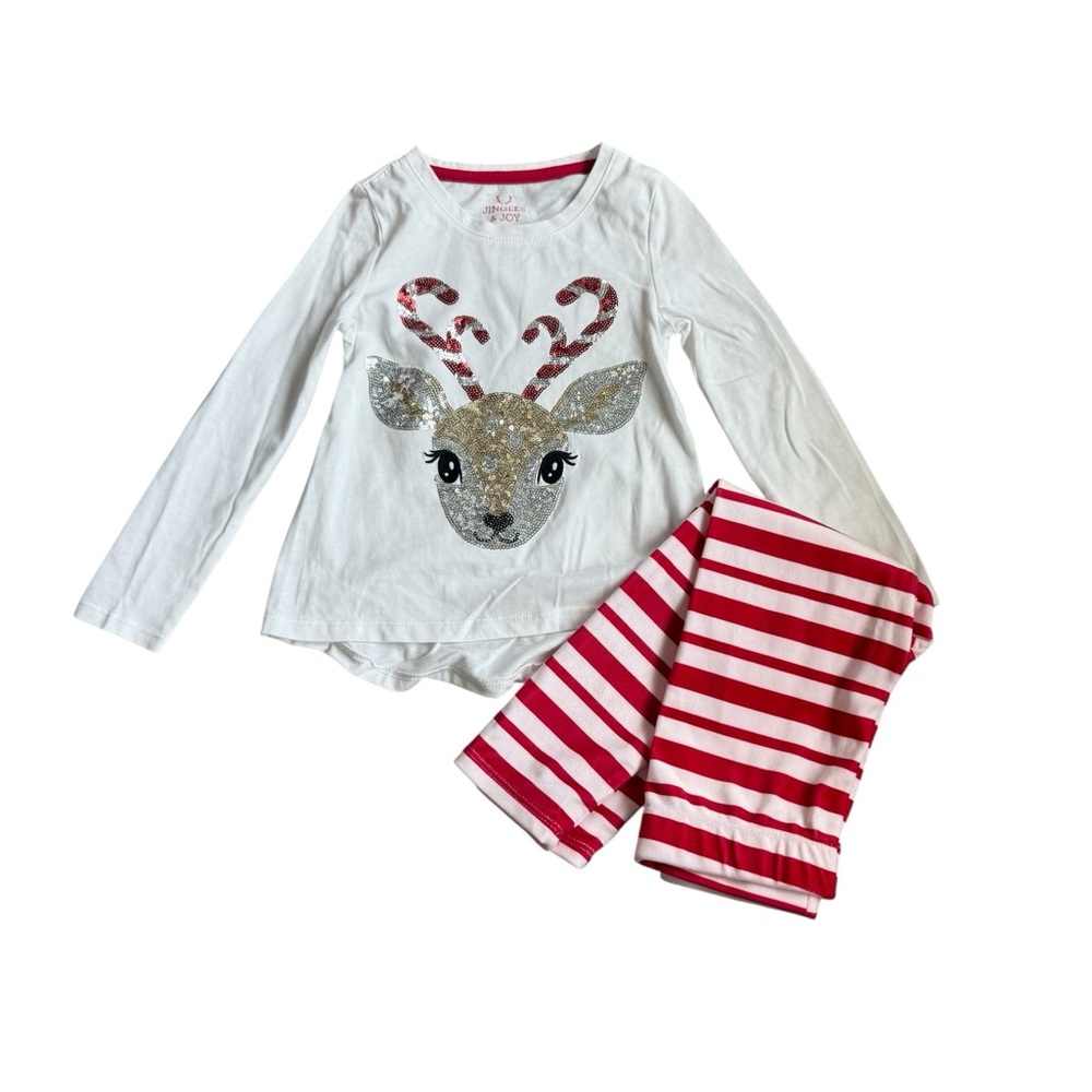 Festive Reindeer Kids Set - White and Red Stripes